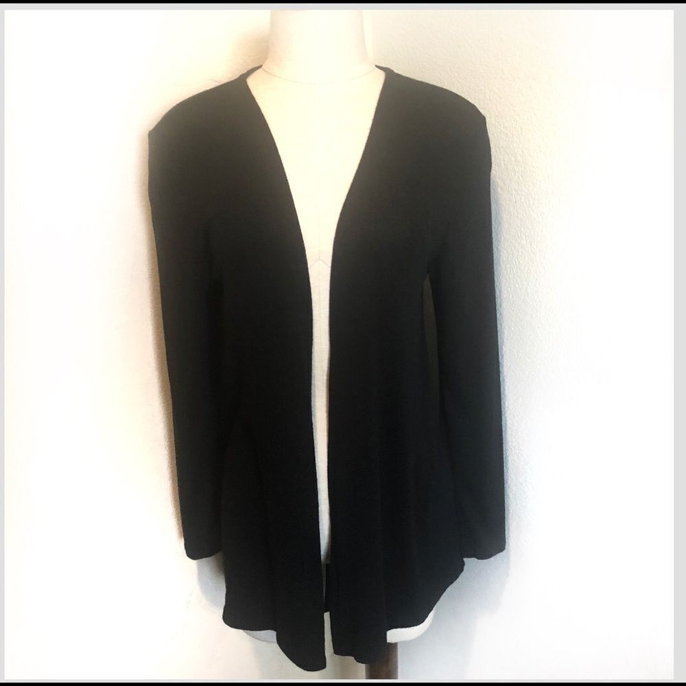 Painted threads long black cardigan XS